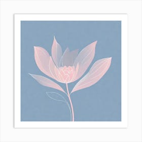 A White And Pink Flower In Minimalist Style Square Composition 129 Art Print