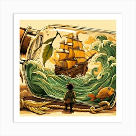 Ship In A Bottle Art Print