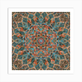 Firefly Beautiful Modern Detailed Floral Indian Mandala Pattern In Neutral Gray, Silver, Copper, Tan Art Print