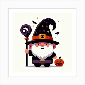 Halloween Wizard - Cute Vector style Illustration Art Print