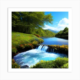 Waterfall In The Forest 26 Art Print