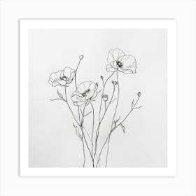 Line Drawing Of Flowers 2 Art Print