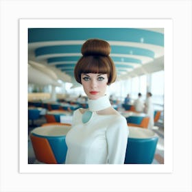 Blue Retro Mod 1960's Airport Lounge Series: #4 Art Print