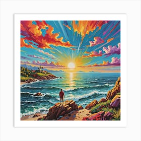 Sunset On The Beach Art Print