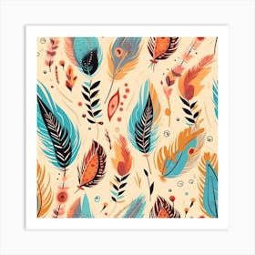 Feathers Seamless Pattern Art Print