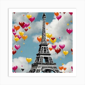 Eiffel Tower With Balloons Art Print