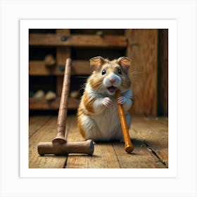 Hamster With Hammer 4 Art Print