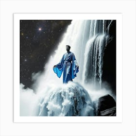 Jesus In The Waterfall 2 Art Print