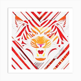 A Silhouette Design Of A Tiger T Shirt Art 3d Vector Art Cute And Quirky Bright Bold Colorful B Art Print