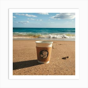 Coffee Cup On The Beach 11 Art Print