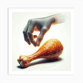 Hand Reaching For A Chicken Art Print