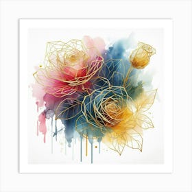 Watercolor Roses 1 Art Print