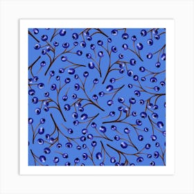 Seamless Pattern from Blueberries on Blue Art Print