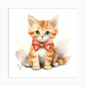 Cute Kitten With Bow Tie 1 Art Print