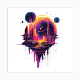 Space City.Generated AI. Wall Art Print Art Print