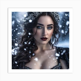 Gothic Woman in the Snow 1 Art Print