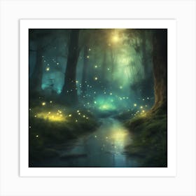 Fireflies In The Forest 1 Art Print