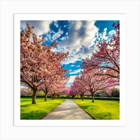 Cherry Blossoms In The Park Art Print