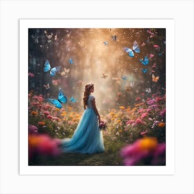 Fairytale Girl With Butterflies Art Print