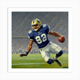 The Stalwart Football Hero in Intense Action Art Print