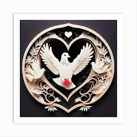 Doves In A Heart Art Print