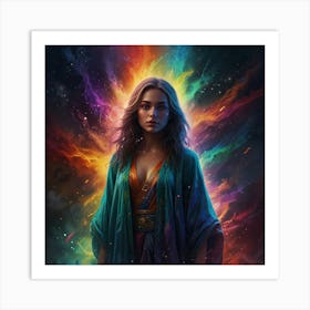 Girl In A Colorful Robe Art Print