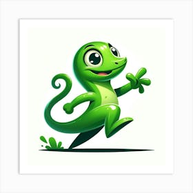 Cartoon Lizard AI Art Print