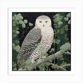 Ohara Koson Inspired Bird Painting Owl 2 Square Art Print