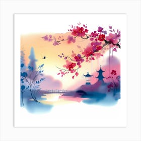 Chinese Watercolor Painting 1 Art Print