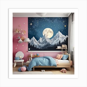 Moon And Stars Art Print