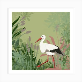 Stork In The Jungle Art Print