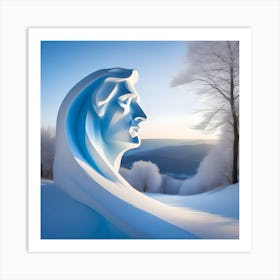 Ice Sunbathing Sculpture, Blue & White Art Print