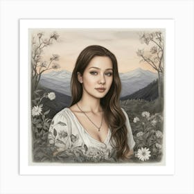 Girl In The Woods Art Print