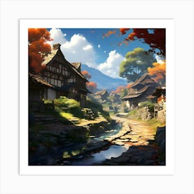 Village In Autumn Art Print