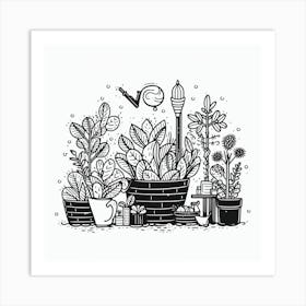 Potted Plants In Pots Art Print