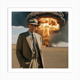 oppenheimer infront of a nuclear explosion Art Print