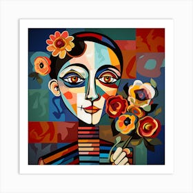 Woman With Flowers 6 Art Print