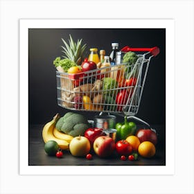 Shopping Cart Full Of Fruits And Vegetables Art Print