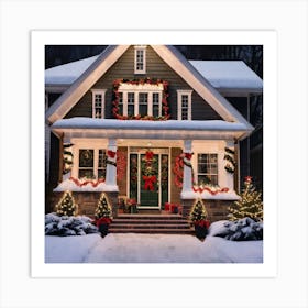 Christmas Front Porch 1 Art Print