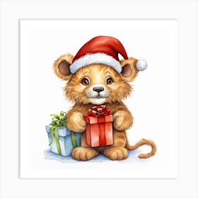 Christmas Lion 2 Art Print