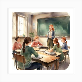 Teacher In The Classroom Art Print