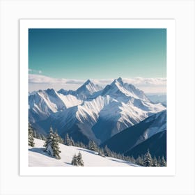 Snowy Mountain Range Art Print