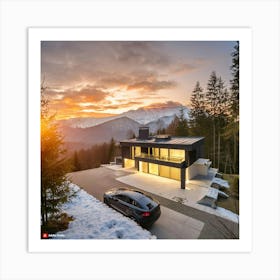 Home and the sunset Art Print