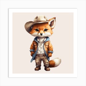 Cowboy Fox Art Print