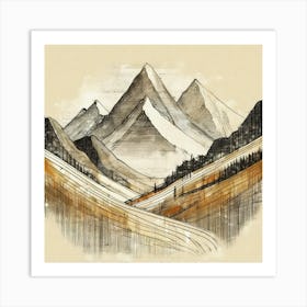 Firefly An Illustration Of A Beautiful Majestic Cinematic Tranquil Mountain Landscape In Neutral Col 2023 11 23t001154 Art Print