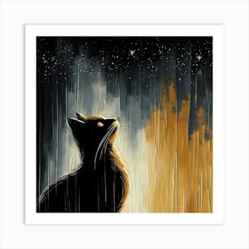 Cat In The Rain Art Print