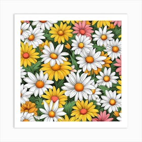 Daisy Seamless Pattern 5 Art Print