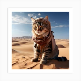 Cat In The Desert Art Print