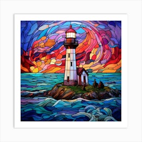 Maraclemente Stained Glass Lighthouse Vibrant Colors Beautiful 3 Art Print