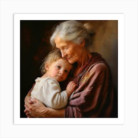 An Elderly Woman With Alabaster Skin Bent Slightly Forward In A Posture Of Tender Care And Love Cr 320845330 (1) Art Print